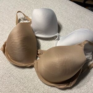 SO Intimates T-Shirt Bra Duo – Size 36B Nude & White